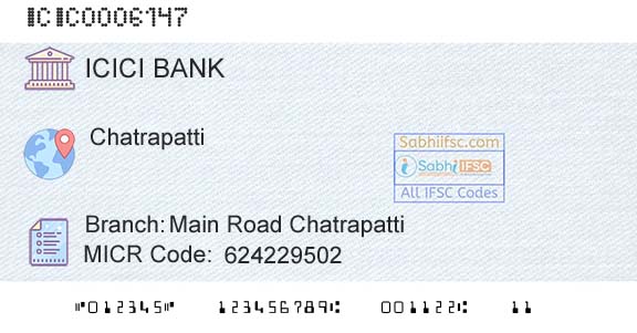 Icici Bank Limited Main Road ChatrapattiBranch 