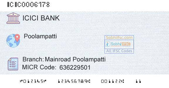 Icici Bank Limited Mainroad PoolampattiBranch 