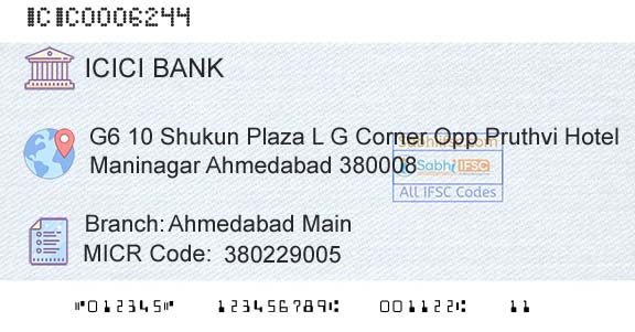 Icici Bank Limited Ahmedabad MainBranch 