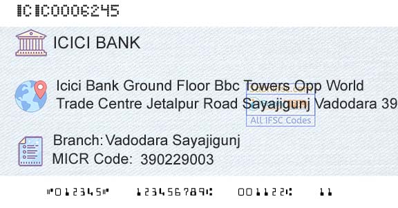 Icici Bank Limited Vadodara SayajigunjBranch 