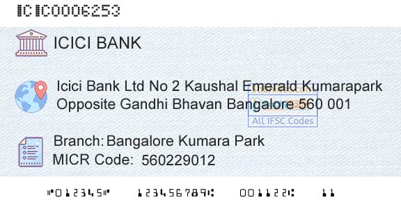 Icici Bank Limited Bangalore Kumara ParkBranch 