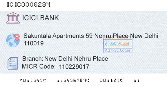 Icici Bank Limited New Delhi Nehru PlaceBranch 