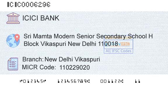 Icici Bank Limited New Delhi VikaspuriBranch 
