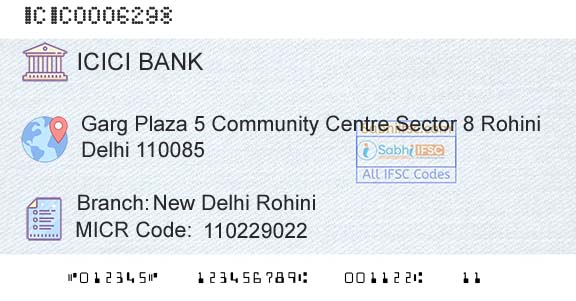 Icici Bank Limited New Delhi RohiniBranch 