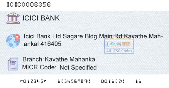Icici Bank Limited Kavathe MahankalBranch 