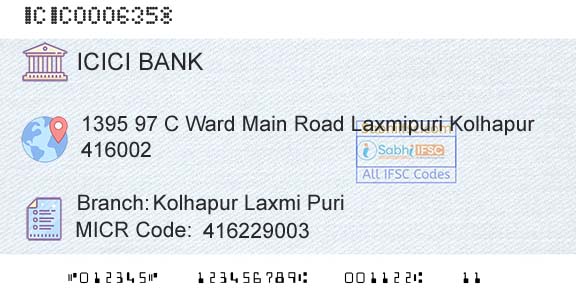 Icici Bank Limited Kolhapur Laxmi Puri Branch 