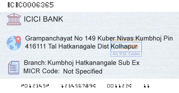 Icici Bank Limited Kumbhoj Hatkanangale Sub Ex Branch 