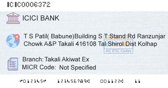 Icici Bank Limited Takali Akiwat Ex Branch 