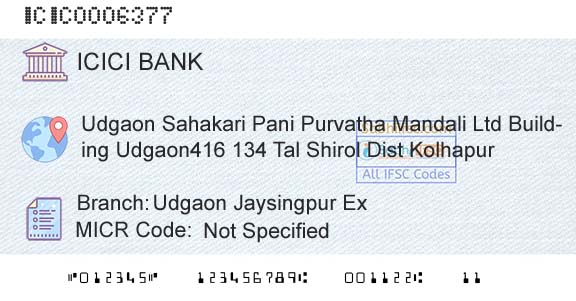 Icici Bank Limited Udgaon Jaysingpur Ex Branch 