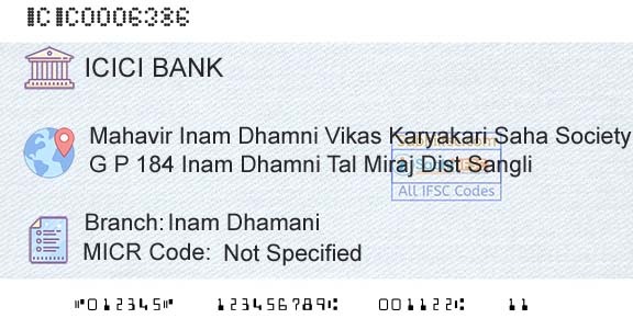 Icici Bank Limited Inam DhamaniBranch 