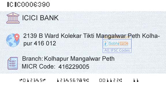 Icici Bank Limited Kolhapur Mangalwar PethBranch 