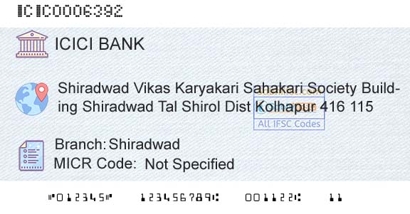 Icici Bank Limited ShiradwadBranch 