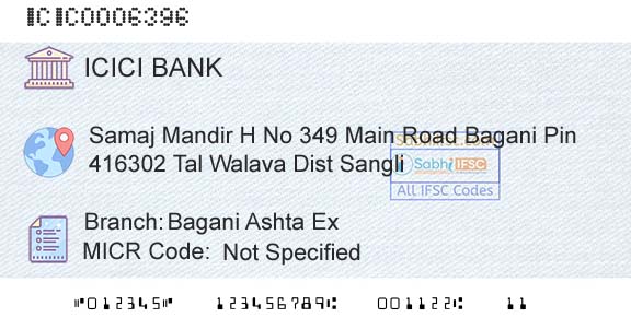 Icici Bank Limited Bagani Ashta Ex Branch 