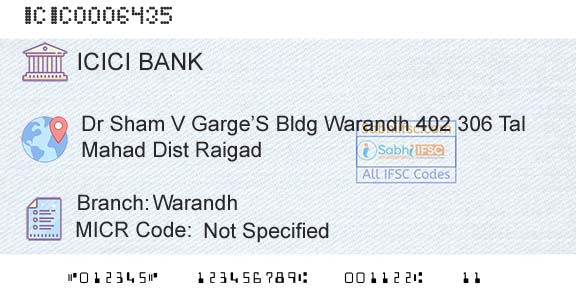 Icici Bank Limited WarandhBranch 