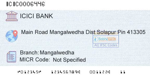 Icici Bank Limited MangalwedhaBranch 
