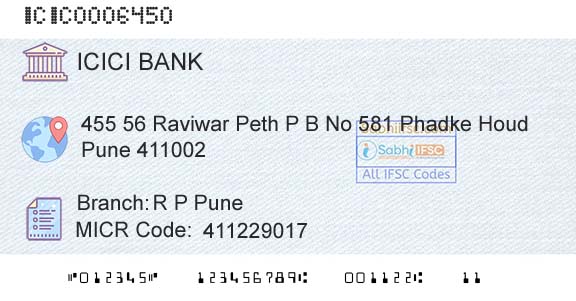 Icici Bank Limited R P PuneBranch 