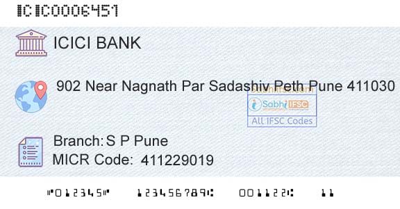 Icici Bank Limited S P PuneBranch 