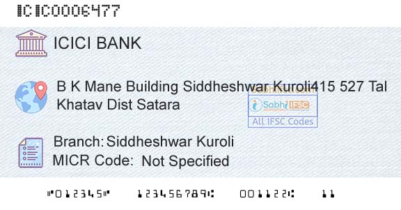 Icici Bank Limited Siddheshwar KuroliBranch 