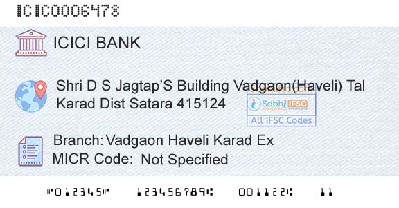 Icici Bank Limited Vadgaon Haveli Karad Ex Branch 