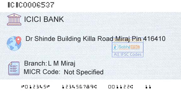 Icici Bank Limited L M MirajBranch 