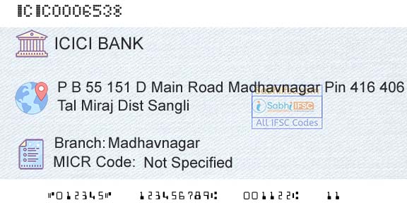Icici Bank Limited MadhavnagarBranch 