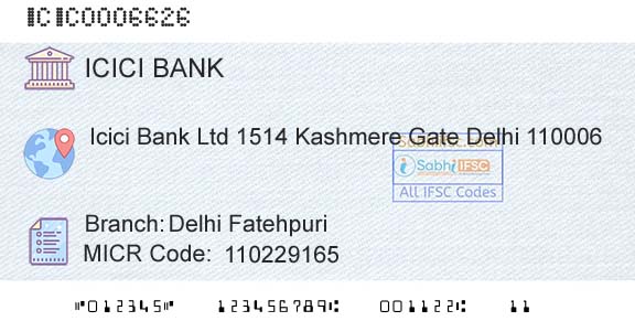 Icici Bank Limited Delhi FatehpuriBranch 