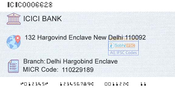 Icici Bank Limited Delhi Hargobind EnclaveBranch 