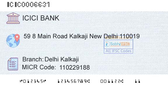 Icici Bank Limited Delhi KalkajiBranch 