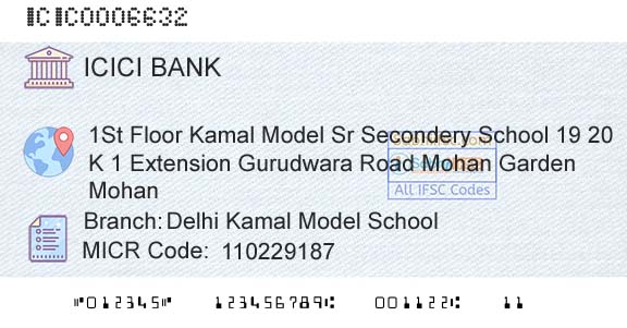 Icici Bank Limited Delhi Kamal Model SchoolBranch 