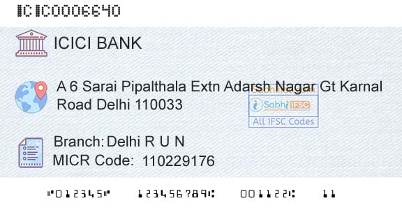 Icici Bank Limited Delhi R U N Branch 