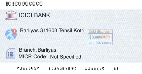 Icici Bank Limited BarliyasBranch 