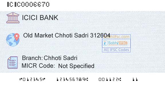 Icici Bank Limited Chhoti SadriBranch 