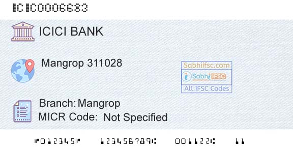 Icici Bank Limited MangropBranch 