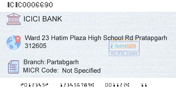 Icici Bank Limited PartabgarhBranch 