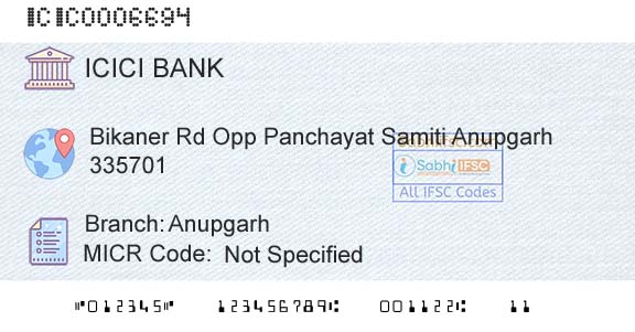 Icici Bank Limited AnupgarhBranch 