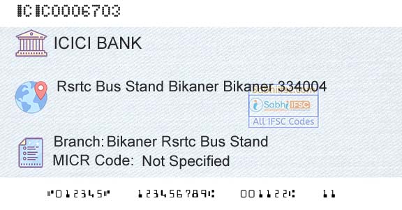 Icici Bank Limited Bikaner Rsrtc Bus StandBranch 