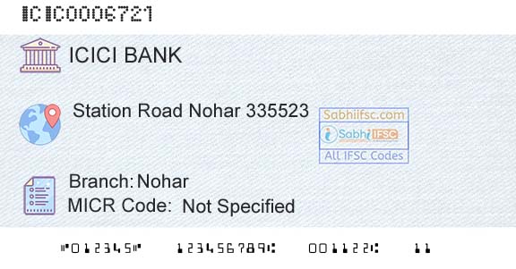 Icici Bank Limited NoharBranch 