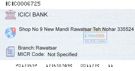Icici Bank Limited RawatsarBranch 