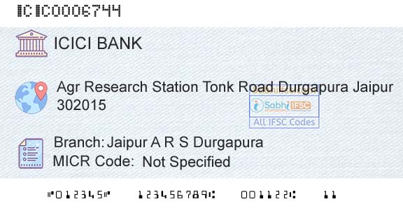 Icici Bank Limited Jaipur A R S DurgapuraBranch 