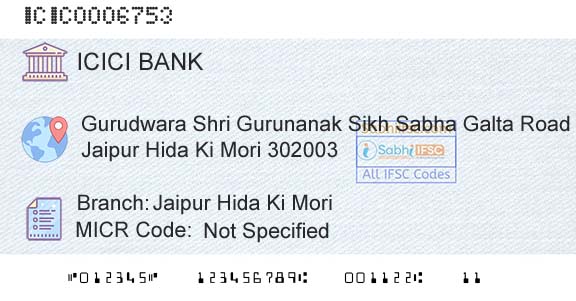 Icici Bank Limited Jaipur Hida Ki MoriBranch 