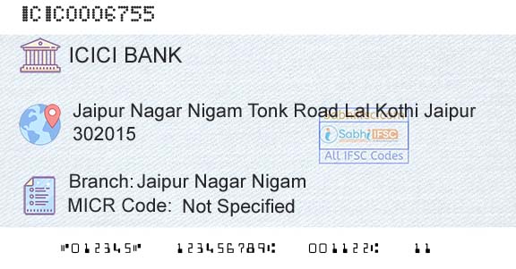 Icici Bank Limited Jaipur Nagar NigamBranch 