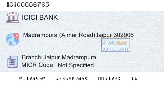 Icici Bank Limited Jaipur MadrampuraBranch 
