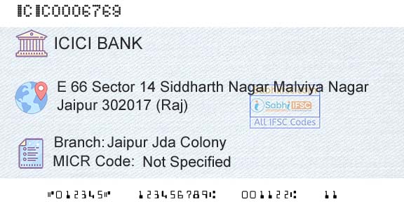 Icici Bank Limited Jaipur Jda ColonyBranch 