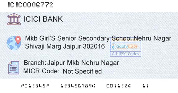Icici Bank Limited Jaipur Mkb Nehru NagarBranch 