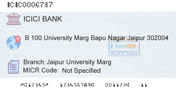 Icici Bank Limited Jaipur University MargBranch 