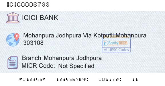 Icici Bank Limited Mohanpura JodhpuraBranch 