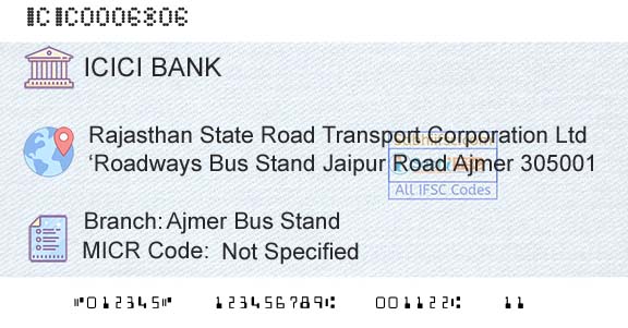 Icici Bank Limited Ajmer Bus StandBranch 
