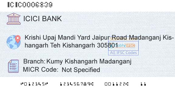 Icici Bank Limited Kumy Kishangarh MadanganjBranch 