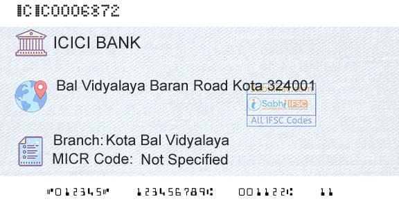 Icici Bank Limited Kota Bal VidyalayaBranch 