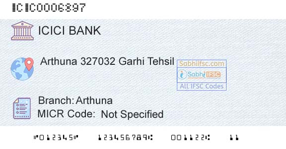 Icici Bank Limited ArthunaBranch 